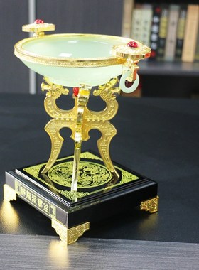 琉璃玉祥龙聚宝盆工艺品摆件办公室装饰书架桌面摆设开业商务送礼