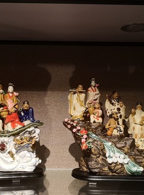 石湾公仔陶瓷八仙过海手工摆件门店开业入伙贺寿生日礼物乘龙八仙