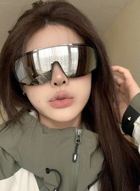 复古超大框连体墨镜女大脸显瘦户外骑行防风滑雪护目太阳眼镜男潮