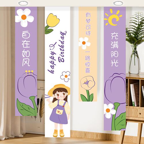 生日装饰场景布置男孩周岁女儿童宝宝拍照仪式感背W景墙条幅挂布 - 图3