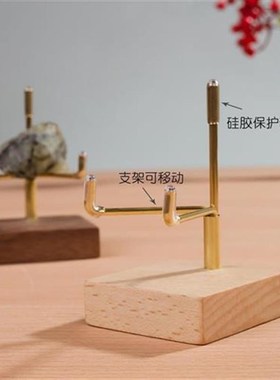 创意水晶球底座展示架奇石收纳架多功能托架盘子支架实木桌面摆件