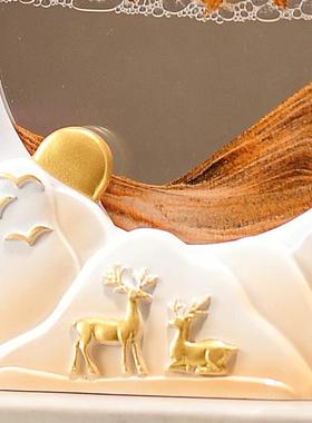 招财鹿流沙画 画摆件家居客厅酒柜装饰品玄关电视柜新房乔迁新居