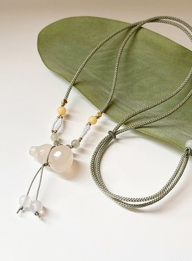 新中式葫芦吊坠编织绳项链女2025新款轻奢小众锁骨链夏天脖子配饰