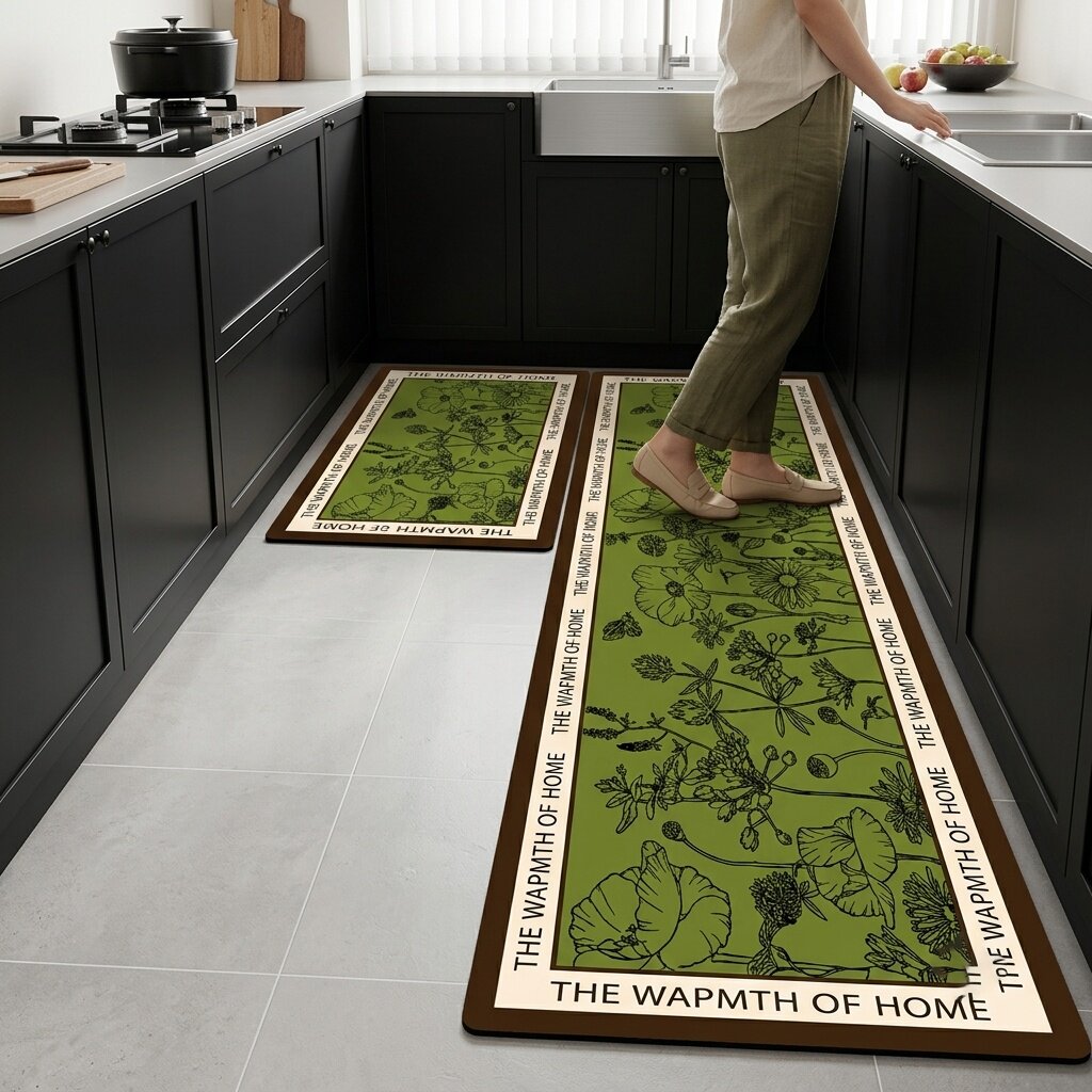 Kitchen oil-proof, slip-proof and waterproof cuttable and thickened floor mat
