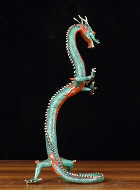 铜艺铺纯铜彩绘立龙工艺品家居办公室书房生肖龙摆件乔迁开业礼品