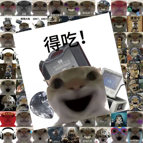 162张三角洲鼠鼠得吃猫头表情包贴纸搞笑沙雕趣味手账手机diy贴画 - 图0