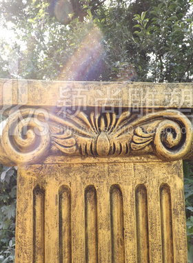 欧式玻璃钢庭院餐厅路引简约条纹罗马I柱雕塑招财落地摆件装饰柱