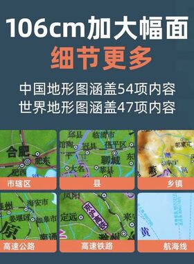 【2026】中国地形图/世界地形图106×76厘米)_纸箱包装__山东社