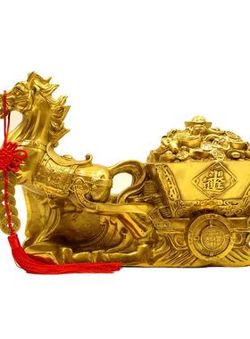 纯铜牛拉车摆件大号牛拉元宝白菜工艺品家居装饰招财礼品风水摆设