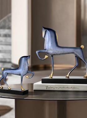 马到成功摆件铜马轻奢高档客厅装饰品家居酒柜办公室乔迁开 业礼