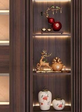 聚宝盆新中式招财鹿摆件开业大吉礼物寓意好物玄关客厅办公装饰品