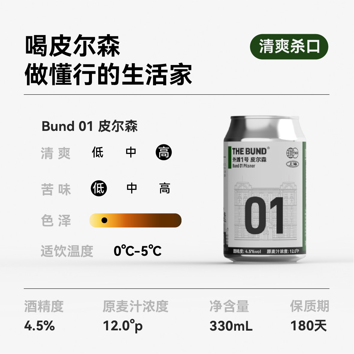 The Bund 6听组合装皮尔森*2 德式小麦*2 IPA*2 精酿啤酒全麦酿造 - 图0