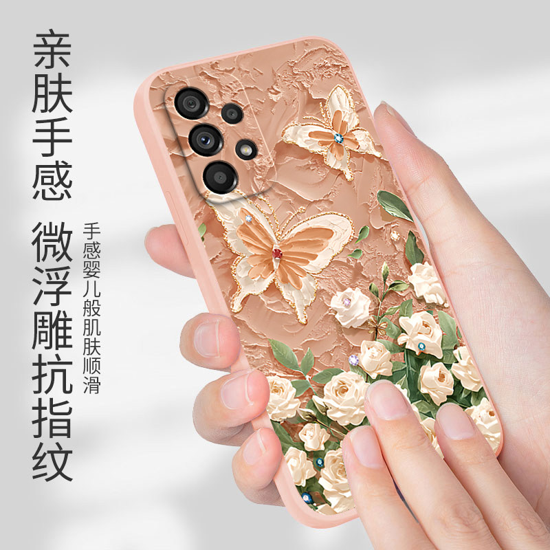 Suitable for Samsung A53 mobile phone case new 5G version butterfly frosted silicone SM-A5360 protective cover samsunga all-inclusive sma anti-fall galaxya male A535g female samsung trendy soft shell