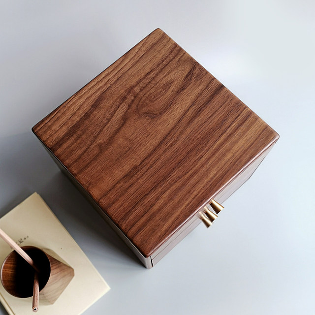 Sansi Workshop Black Walnut Desktop Drawer Storage Box Solid Wood Documents Office Documents W Files and Decorations Box Storage
