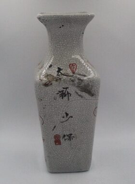 清乾隆粉彩狮纹花瓶仿古家居装饰瓷器摆件收藏仿古瓷器古董古玩老