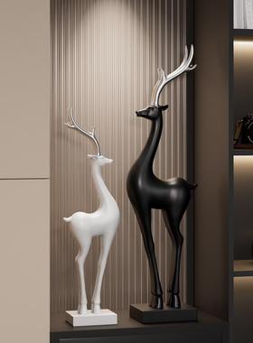 招财鹿进门玄关装饰摆件轻奢高档简约现代客厅工艺品乔迁新居礼物