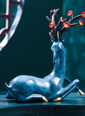 铜鹿摆件客厅入户玄关酒柜装饰品办公室桌面招财高档乔迁开业礼物