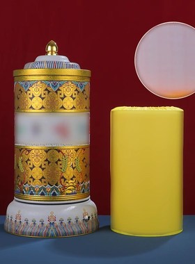 唐多括罗电动转轮藏式家用插电财神文殊转金筒六字度母转动轮摆件