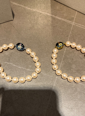 西太后黑色搪瓷珍珠手链甜酷磁吸