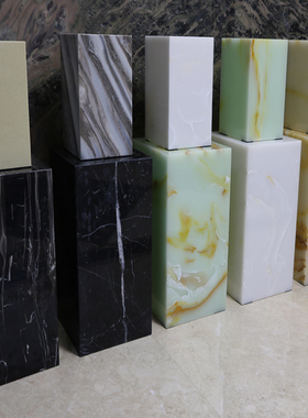 黑白根大理石落地摆台基座v玄关酒店展厅样板房艺术品摆件展示底