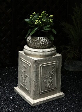 落地摆件仿石墩人造石柱户外造景新中式庭院花园盆景W底座阳台花