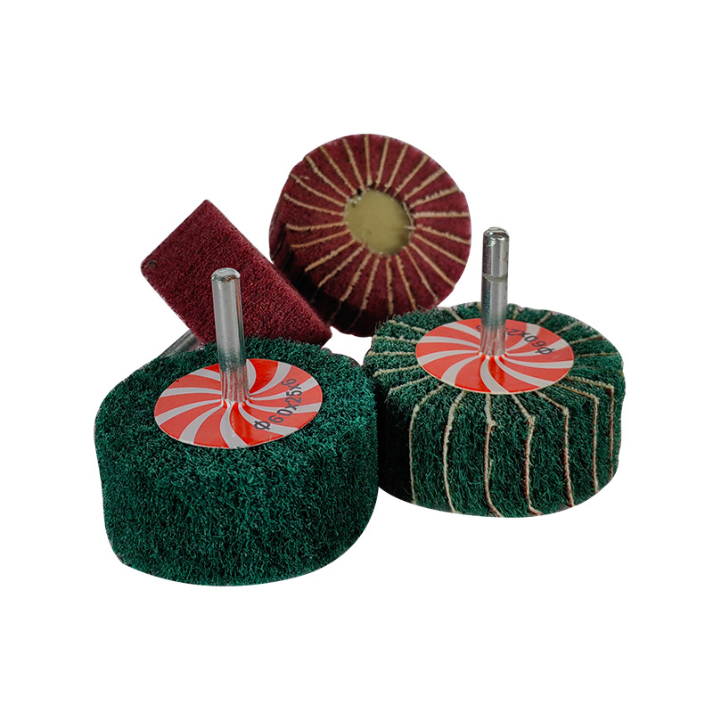 6柄飞翼磨头百洁布带柄页轮打磨抛光纤维轮除锈拉丝电磨头不夹砂 - 图3