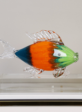 琉璃招财热带鱼动物摆件年年有余轻奢客厅样板房玄关桌面装饰送礼