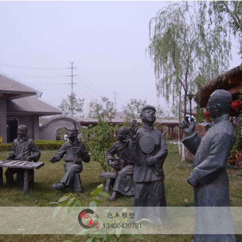 西北摆摊民俗文化特色地方小吃灰豆子户外园林仿铜玻璃钢人物雕塑 - 图3