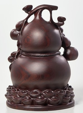 黑檀实木雕刻葫芦摆件大号多子多福家居办公室装饰乔迁送礼工艺品