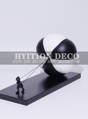 创意气球小孩摆件酒店大厅样板间儿童房卧室客厅玄关卡通雕塑软装