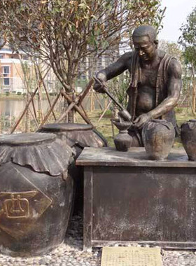 玻璃钢酒神圣杜康雕塑酒文化饮酒人物小品酒坊酒厂迎宾铜雕可定制