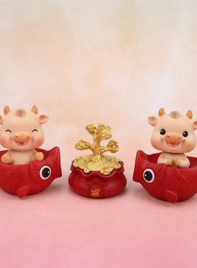 新款摇头汽车内饰牛摆件车载卡通可爱中控台网红个性男女车上用品