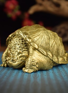 全黄铜实心富甲天下大鳄龟佛鳄龟模型手办桌面摆件长寿乌龟礼品