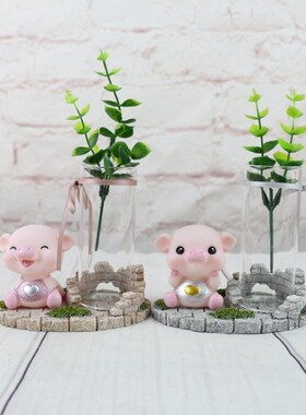 卡通搪胶猪宝存钱罐笔筒小夜灯风铃摆件创意家居装饰品生日礼物