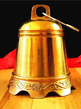 纯铜八仙法器寺庙铜钟摆件八宝铜铃铛挂件平安钟鎭宅家居门饰