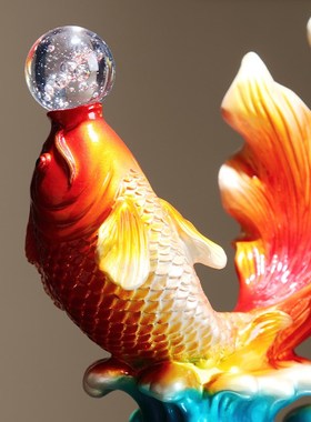 招财年年有余创意吉祥好寓意客厅装饰品玄关酒柜装饰乔迁之喜摆件