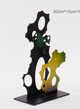 新中式彩色靠山金属假山摆t件酒店大厅玄关书房客厅样板间软装饰