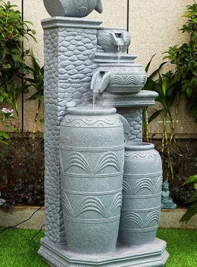 户外流水喷泉生财摆件陶罐阳x台庭院花园落地循环水池景观家居装