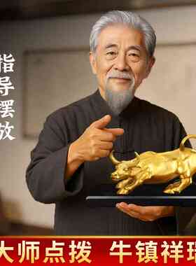 华尔街黄铜牛摆件金牛气冲天工艺礼品摆饰办公室桌牛市全黄铜牛摆