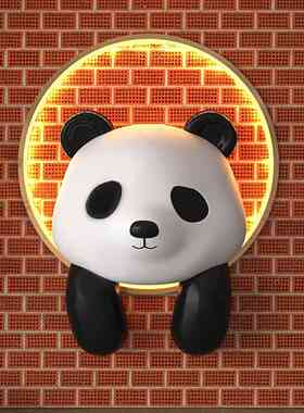 网红门头爬墙熊猫店铺打卡墙布置立体壁挂集装箱屋顶美陈装饰摆件