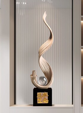 风生水起玄关装饰摆件客厅轻奢高档竖高电视柜落地高级感乔迁礼物