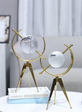 北欧创意几何金属水晶地球仪艺术装饰摆件客厅卧室玄关家居装饰品