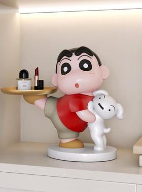 蜡笔小新小白玄关入户门放钥匙收纳托盘摆件客厅软装饰品搬家礼物
