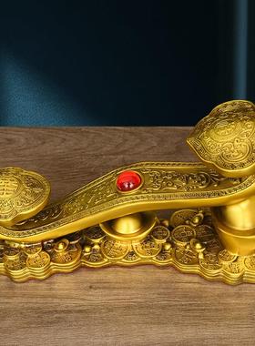 铜金钱如意摆件如意把件家居客厅开业乔迁礼品新春如意工艺品摆件