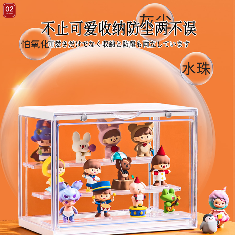 日本盲盒收纳展示架手办展示柜泡泡玛特萌粒摆件亚克力透明展示盒 - 图0