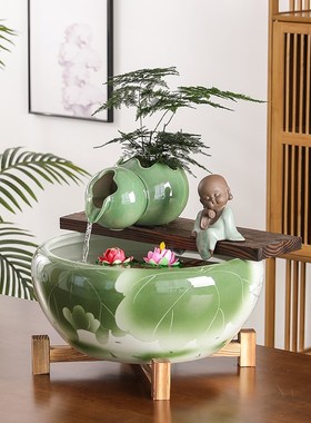 循环流水陶罐生态缸古法养鱼庭院造景摆件室内增氧过滤diy配件