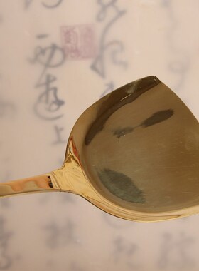 纯铜锅铲一体成形铜餐具黄铜x家用铲铜长柄炒菜铲黄铜加厚炒菜厨