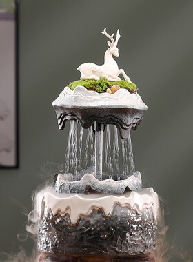 悬浮招财流水生财摆件陶瓷循环水客厅家居装饰Q茶几桌面乔迁送礼