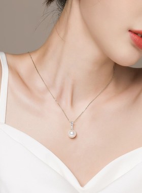 珍珠银项链女款2025新款饰品吊坠锁骨链配饰女高级感轻奢小众首饰