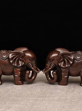 黑檀木雕象摆件花梨实木雕刻大象家居客I厅风水招财乔迁红木工艺